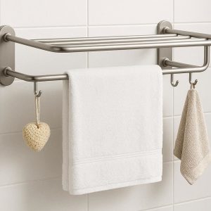 Hanging Bathroom Towel Rack Shelf Combo