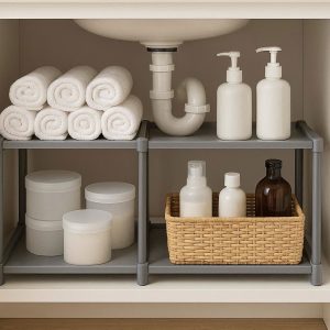 Under Sink Bath Cabinet Organizer Shelf