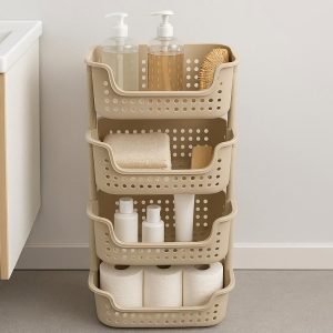 Stackable Bathroom Basket Storage Rack